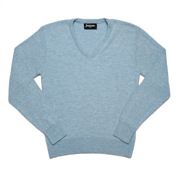 Jantzen Vintage Sweater Tight Knit Blue Pullover Men's Medium Preppy Classic 90s - Picture 1 of 6